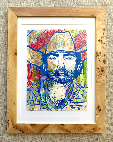 Cowboy Mixed Media Painting, Six