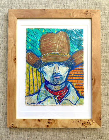 Cowboy Mixed Media Painting, One