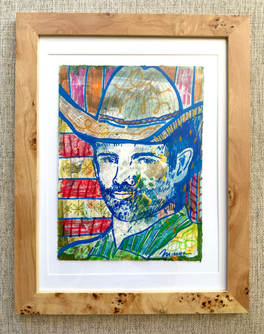 Cowboy Mixed Media Painting, Three